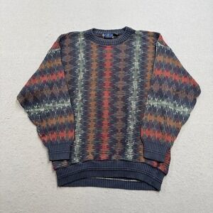 Vintage Coogi Style Sweater Mens Large Multicolor 3D Knit Textured Biggie 90s